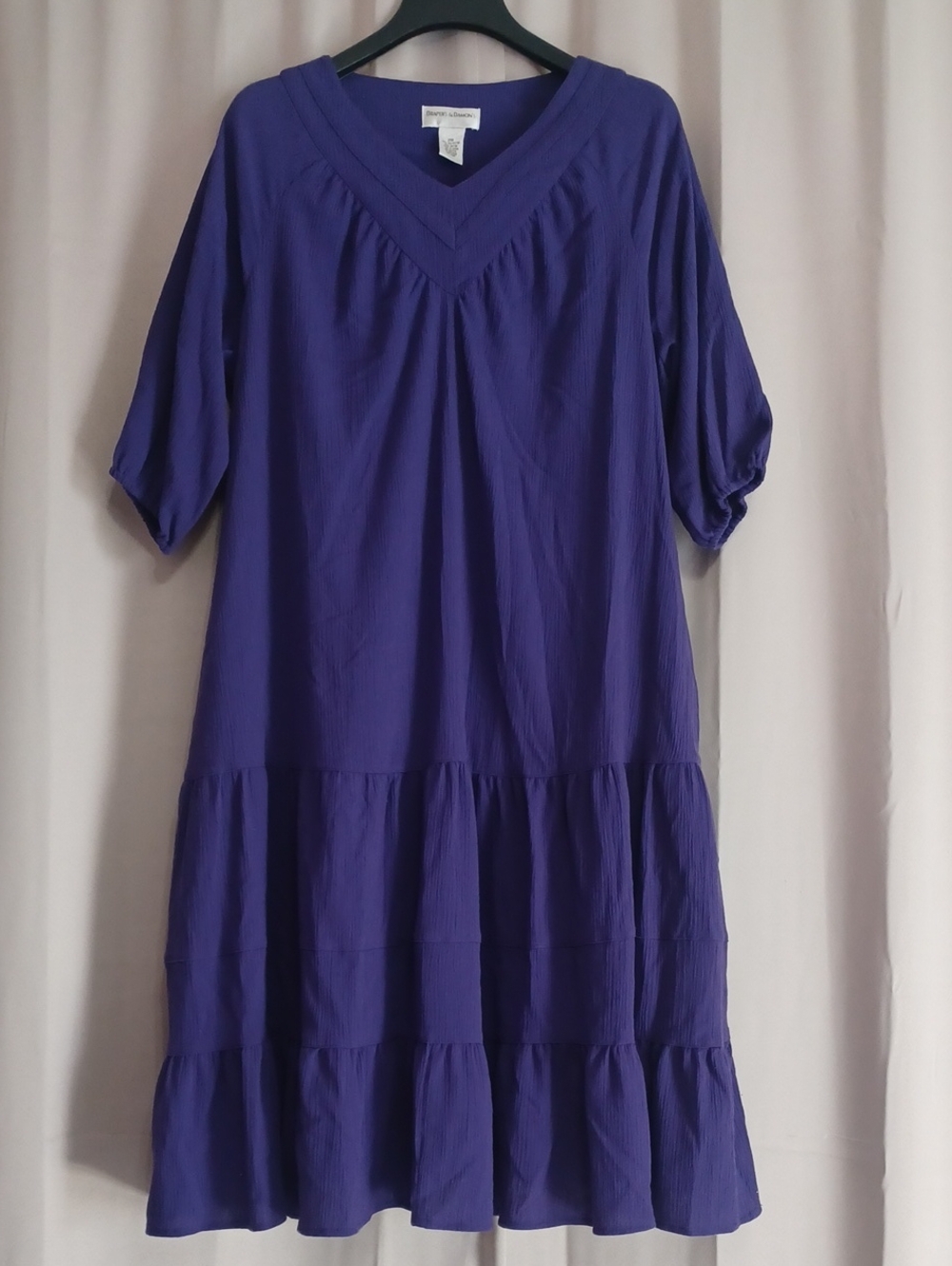 Draper's & Damon's Royal Purple Cotton Rayon Tiered Midi Dress Pockets Sz PM